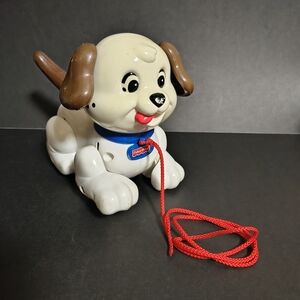 Dog Pull Along Walking Puppy 2005 Brown White Cream Fisher Price Vintage